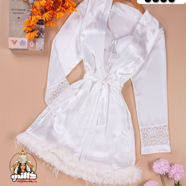 Déshabillé 3arousa satin blanc chic Algérie