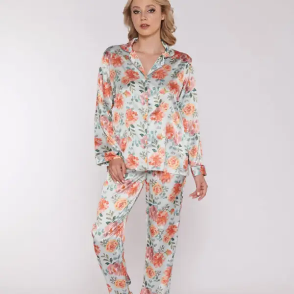 Pyjama satin imprimé chic mariée Algérie