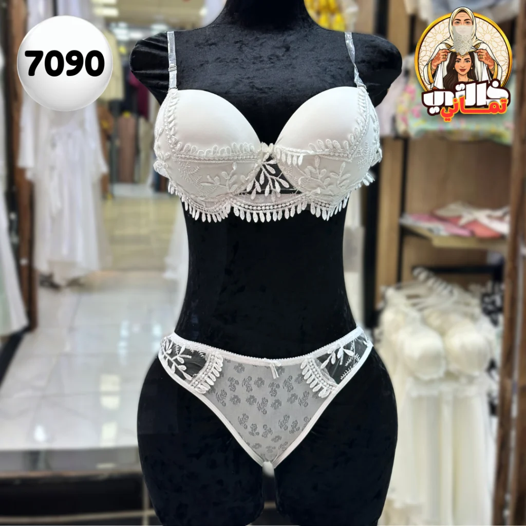 Ensemble de lingerie satin dentelle أبيض للعروس عروس