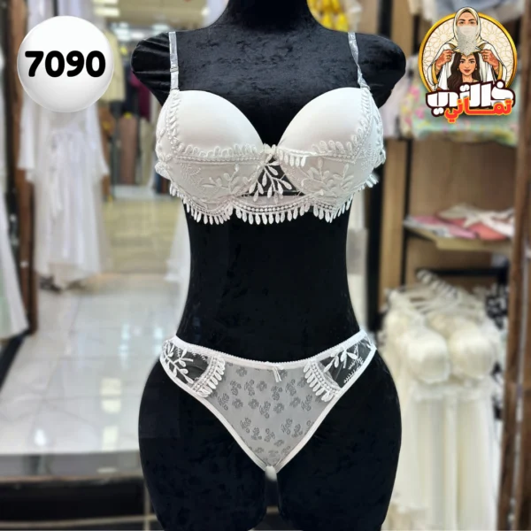 Ensemble de lingerie satin dentelle أبيض للعروس عروس